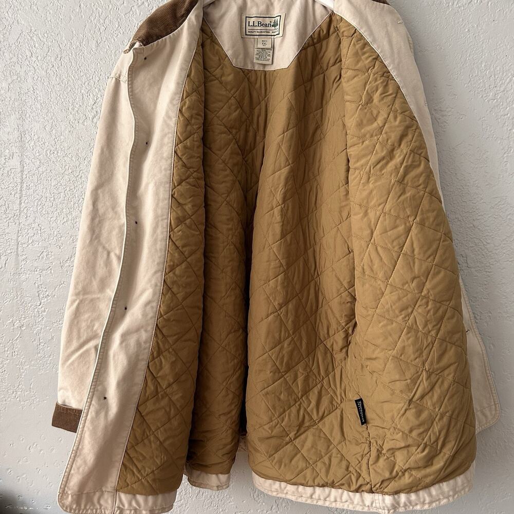 L.L. Bean Jacket Mens 2XL Beige Quilted Thinsulate Lined Chore Workwear Heritage - Picture 9 of 16